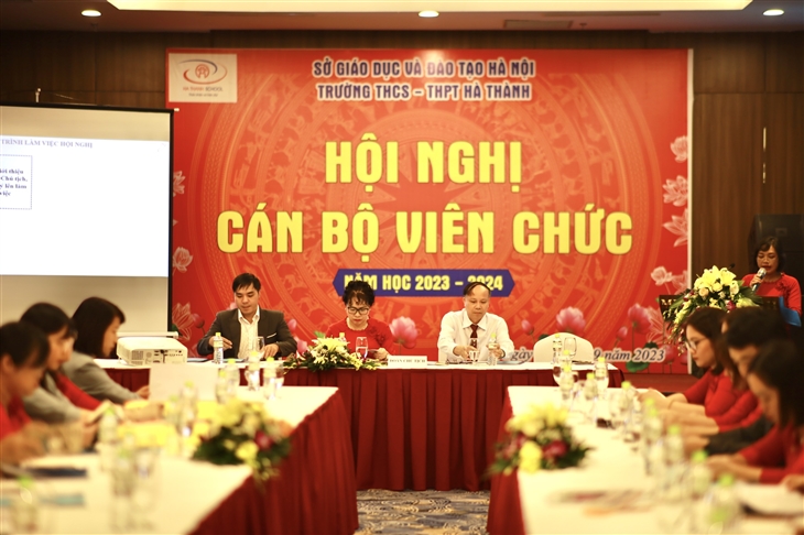 TRƯỜNG THCS - THPT HÀ THÀNH TỔ CHỨC THÀNH CÔNG HỘI NGHỊ CÁN BỘ, CÔNG CHỨC, VIÊN CHỨC  2023-2024