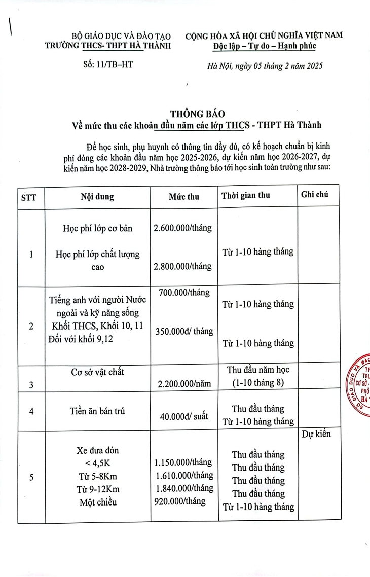 THÔNG BÁO CÔNG KHAI