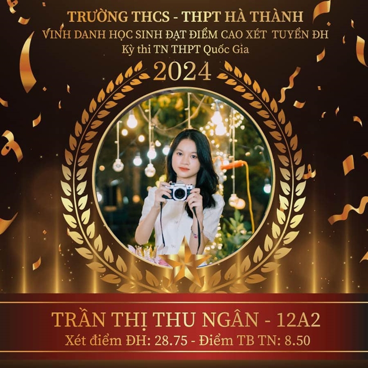 VINH DANH HỌC SINH ĐẠT THÀNH TÍCH CAO XÉT TUYỂN ĐẠI HỌC TRONG KỲ THI TỐT NGHIỆP THPT 2024
